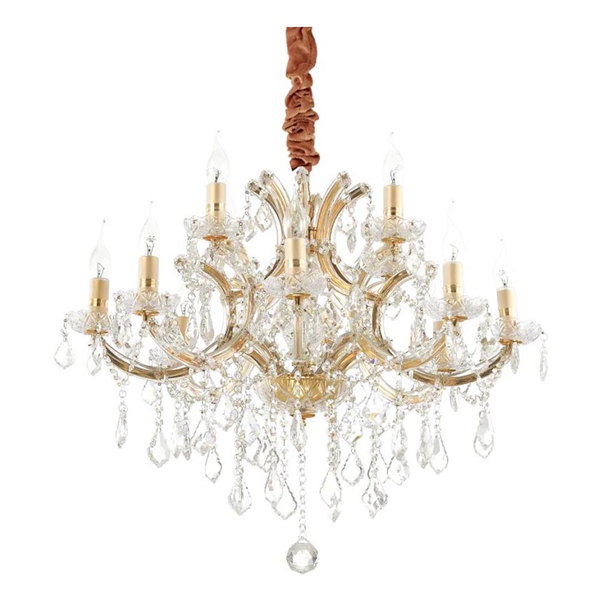 Ideal Lux - Lámpara colgante de cristal NAPOLEON 12xE14/40W/230V diá. 74 cm dorado