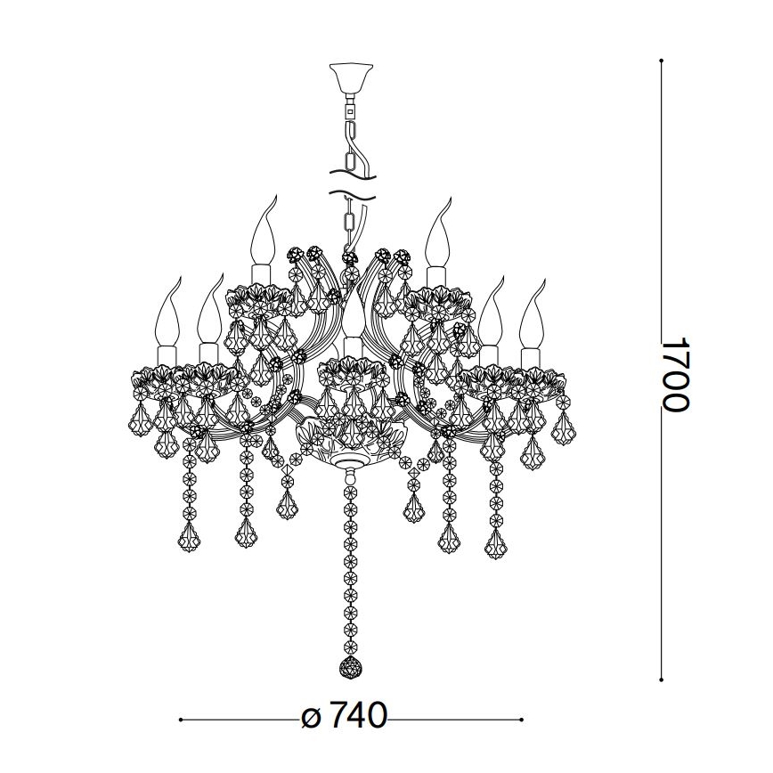 Ideal Lux - Lámpara colgante de cristal NAPOLEON 12xE14/40W/230V diá. 74 cm dorado