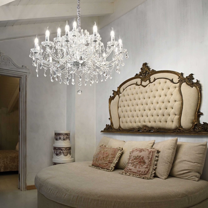Ideal Lux - Lámpara colgante de cristal NAPOLEON 18xE14/40W/230V diá. 96 cm cromo brillante