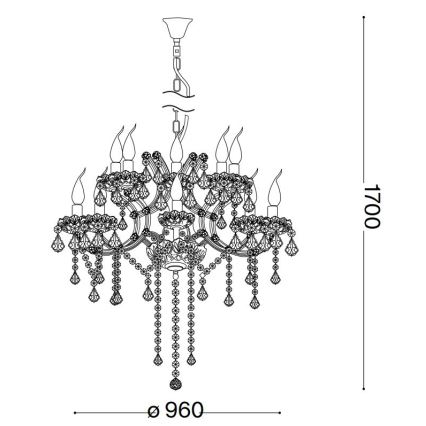 Ideal Lux - Lámpara colgante de cristal NAPOLEON 18xE14/40W/230V diá. 96 cm cromo brillante