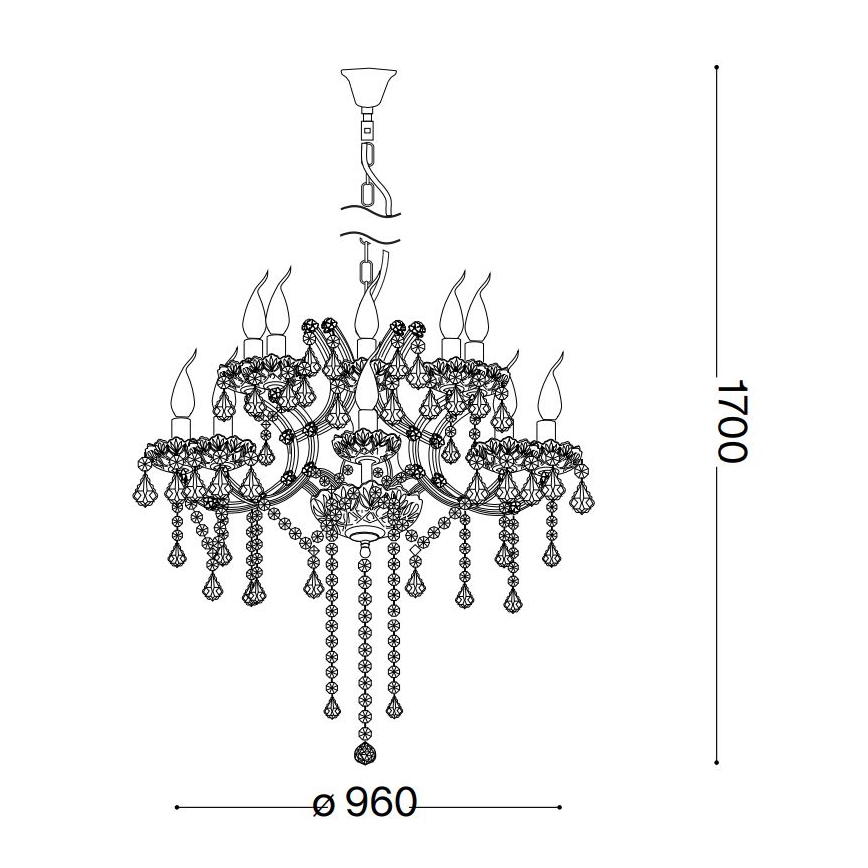 Ideal Lux - Lámpara colgante de cristal NAPOLEON 18xE14/40W/230V diá. 96 cm cromo brillante