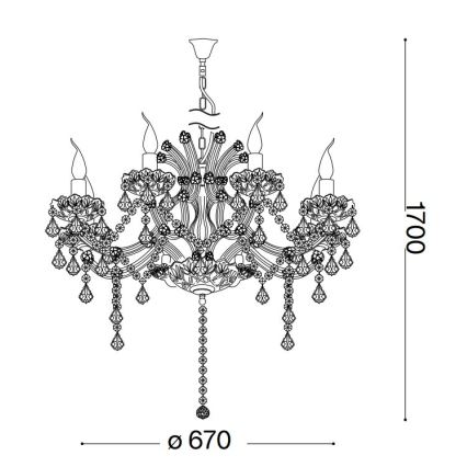 Ideal Lux - Lámpara colgante de cristal NAPOLEON 8xE14/40W/230V diá. 67 cm cromo