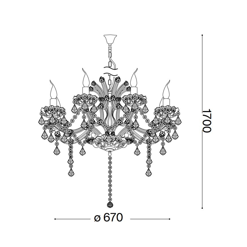 Ideal Lux - Lámpara colgante de cristal NAPOLEON 8xE14/40W/230V diá. 67 cm cromo