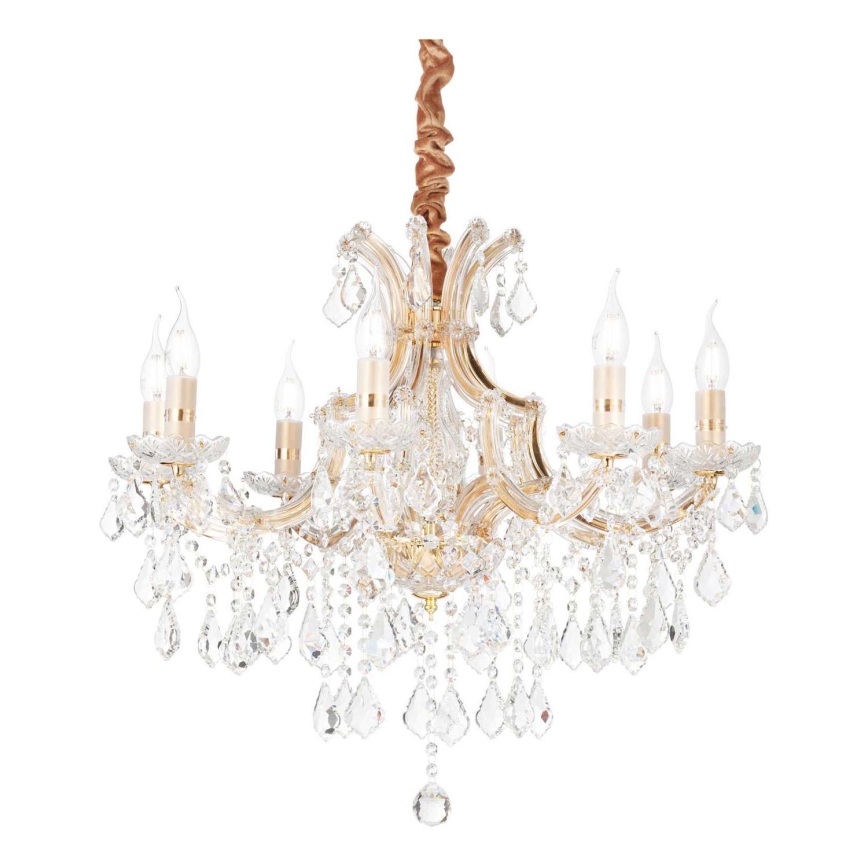 Ideal Lux - Lámpara colgante de cristal NAPOLEON 8xE14/40W/230V diá. 67 cm dorado