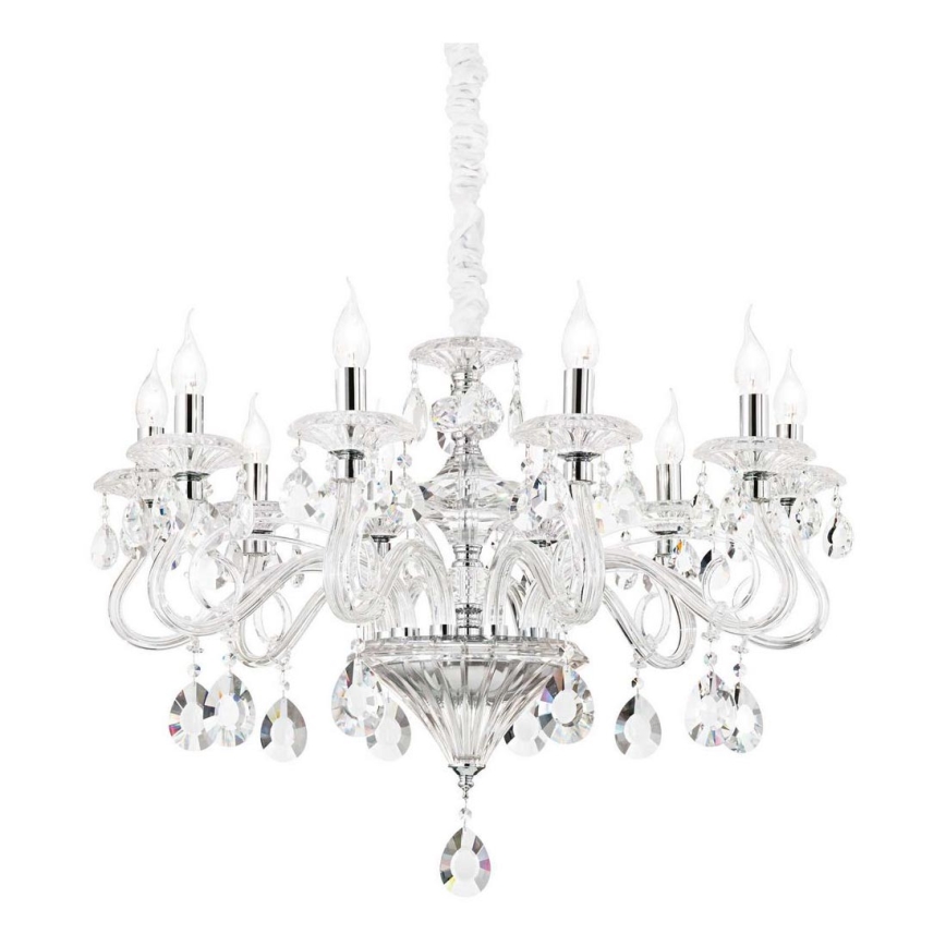 Ideal Lux - Lámpara colgante de cristal NEGRESCO 10xE14/28W/230V diá. 85 cm transparente