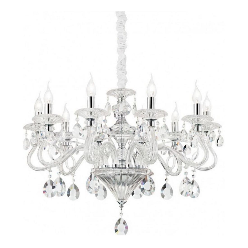 Ideal Lux - Lámpara colgante de cristal NEGRESCO 8xE14/28W/230V diá. 73,5 cm transparente