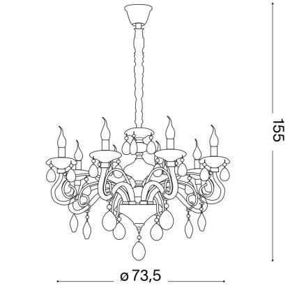 Ideal Lux - Lámpara colgante de cristal NEGRESCO 8xE14/28W/230V diá. 73,5 cm transparente