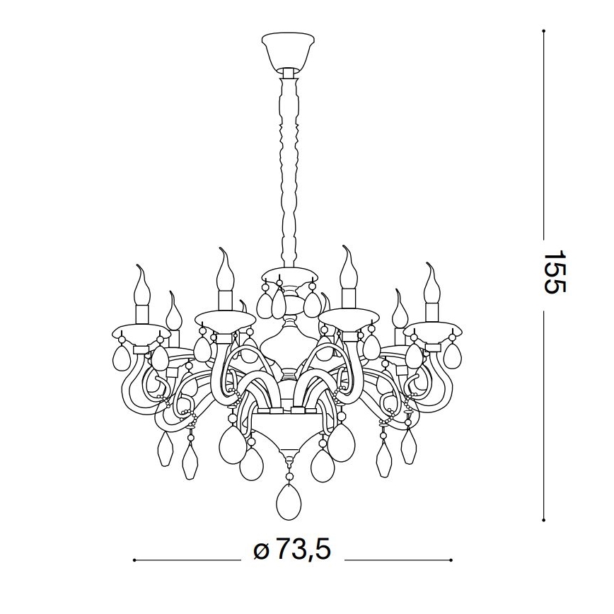 Ideal Lux - Lámpara colgante de cristal NEGRESCO 8xE14/28W/230V diá. 73,5 cm transparente