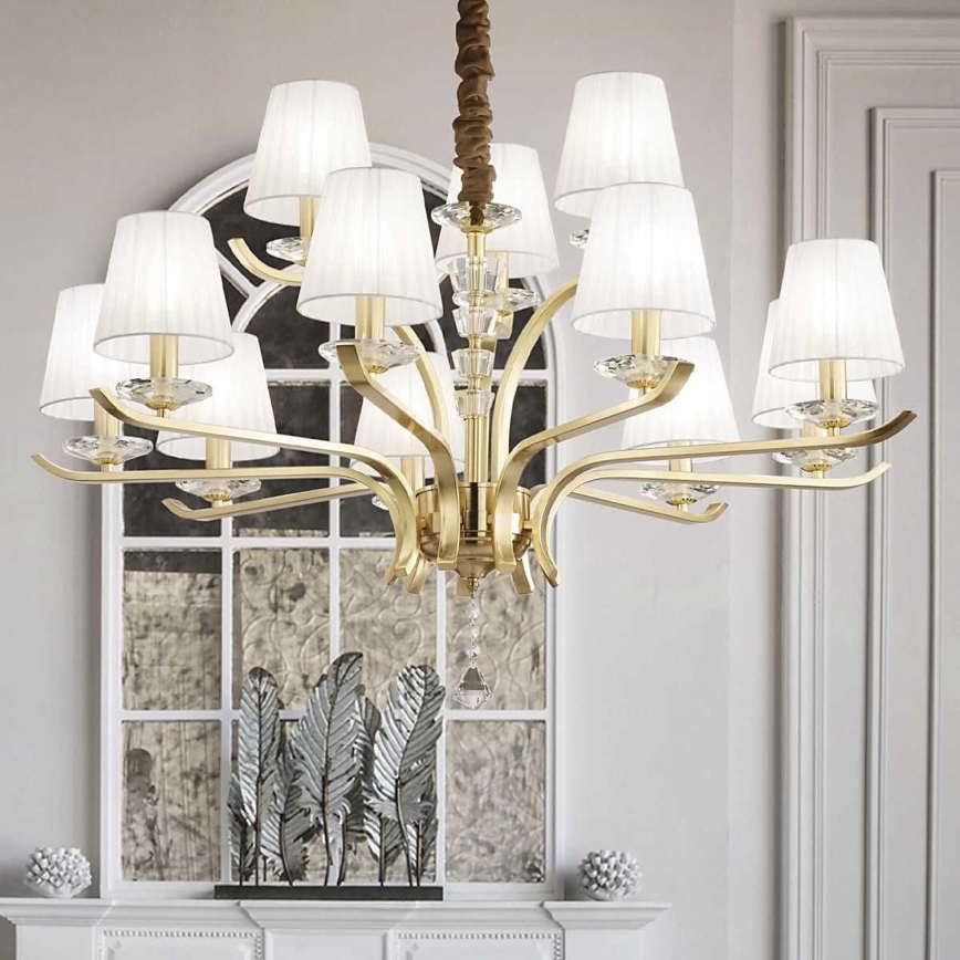 Ideal Lux - Lámpara colgante de cristal PEGASO 12xE14/28W/230V diá. 102 cm dorado