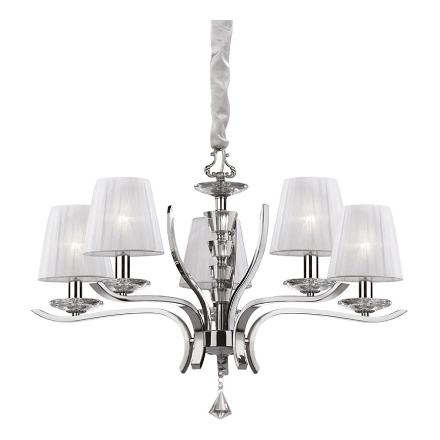 Ideal Lux - Lámpara colgante de cristal PEGASO 5xE14/28W/230V diá. 72 cm cromo brillante