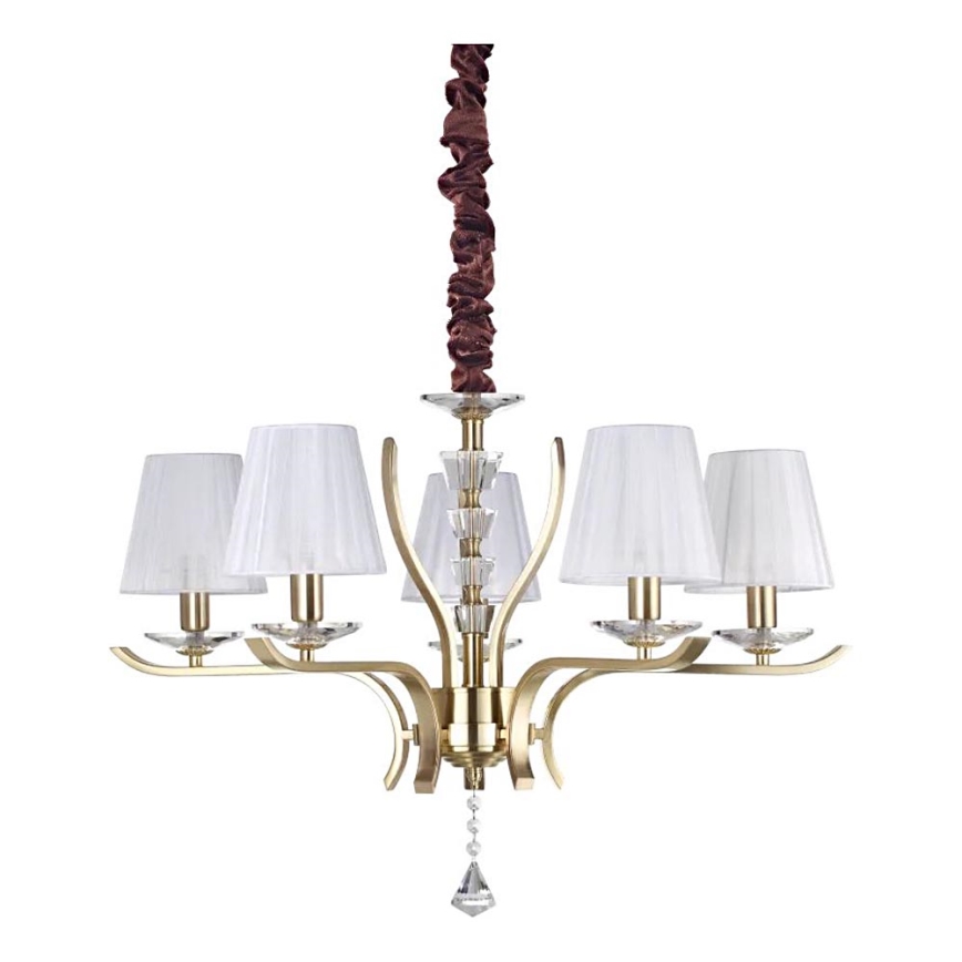 Ideal Lux - Lámpara colgante de cristal PEGASO 5xE14/28W/230V diá. 72 cm dorado