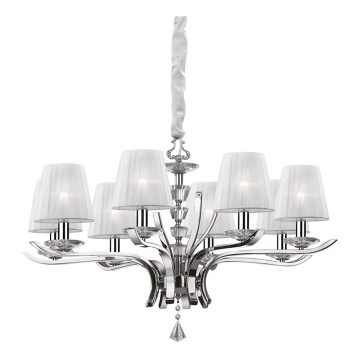 Ideal Lux - Lámpara colgante de cristal PEGASO 8xE14/28W/230V diá. 76 cm cromo brillante