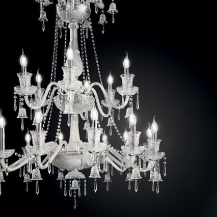 Ideal Lux - Lámpara colgante de cristal REDENTORE 18xE14/40W/230V diá. 102 cm transparente