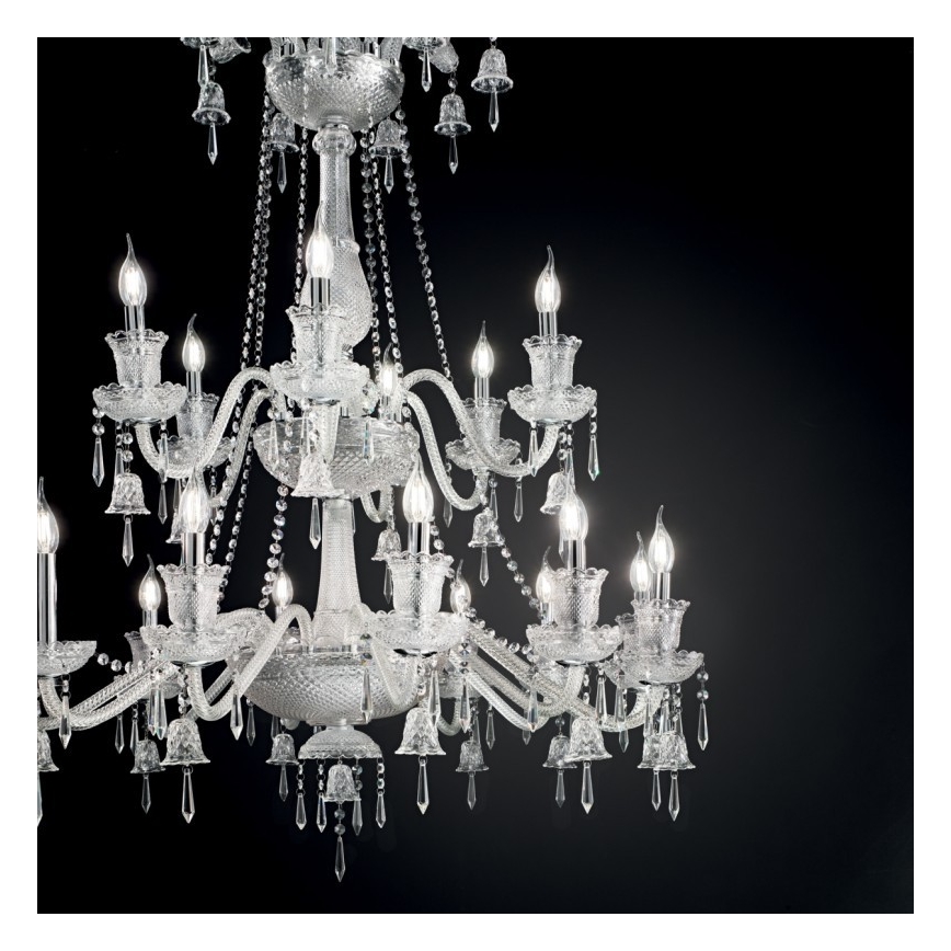Ideal Lux - Lámpara colgante de cristal REDENTORE 18xE14/40W/230V diá. 102 cm transparente