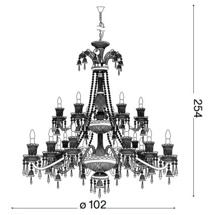 Ideal Lux - Lámpara colgante de cristal REDENTORE 18xE14/40W/230V diá. 102 cm transparente