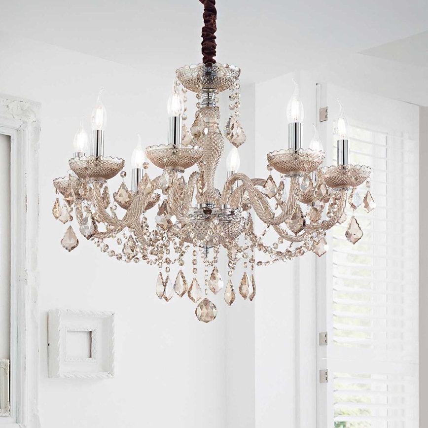Ideal Lux - Lámpara colgante de cristal ROSE 8xE14/40W/230V diá. 78 cm beige