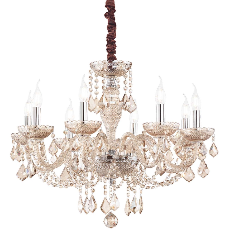 Ideal Lux - Lámpara colgante de cristal ROSE 8xE14/40W/230V diá. 78 cm beige
