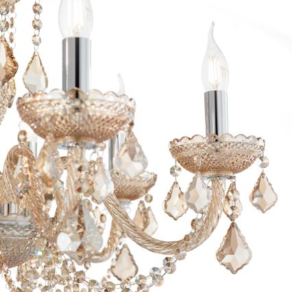 Ideal Lux - Lámpara colgante de cristal ROSE 8xE14/40W/230V diá. 78 cm beige