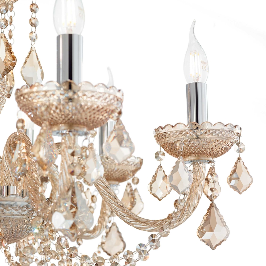 Ideal Lux - Lámpara colgante de cristal ROSE 8xE14/40W/230V diá. 78 cm beige
