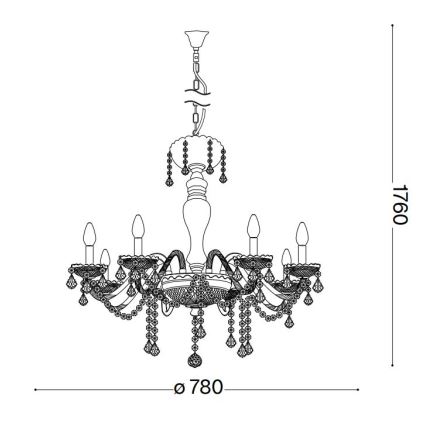 Ideal Lux - Lámpara colgante de cristal ROSE 8xE14/40W/230V diá. 78 cm beige