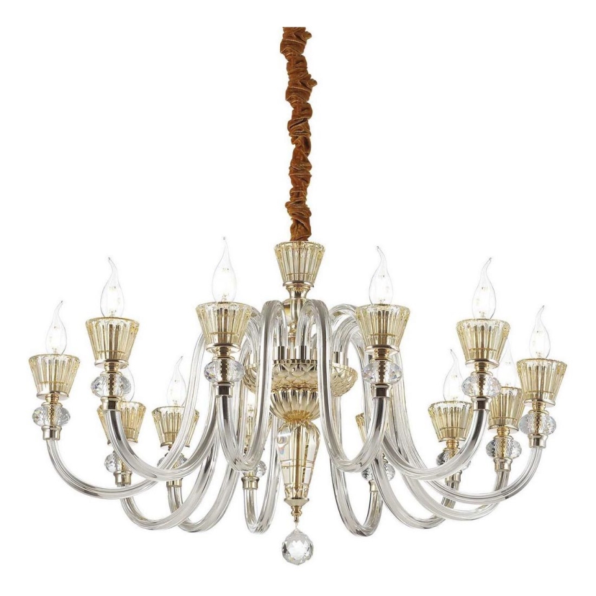 Ideal Lux - Lámpara colgante de cristal STRAUSS 12xE14/40W/230V diá. 84,5 cm latón