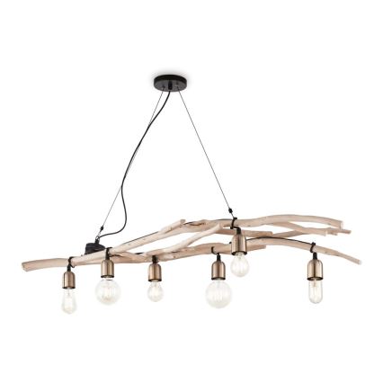 Ideal Lux - Lámpara colgante DRIFTWOOD 6xE27/60W/230V guayaba