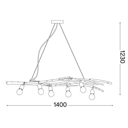 Ideal Lux - Lámpara colgante DRIFTWOOD 6xE27/60W/230V guayaba