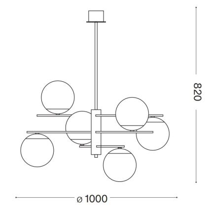 Ideal Lux - Lámpara colgante GOURMET 6xE14/28W/230V diá. 100 cm dorado