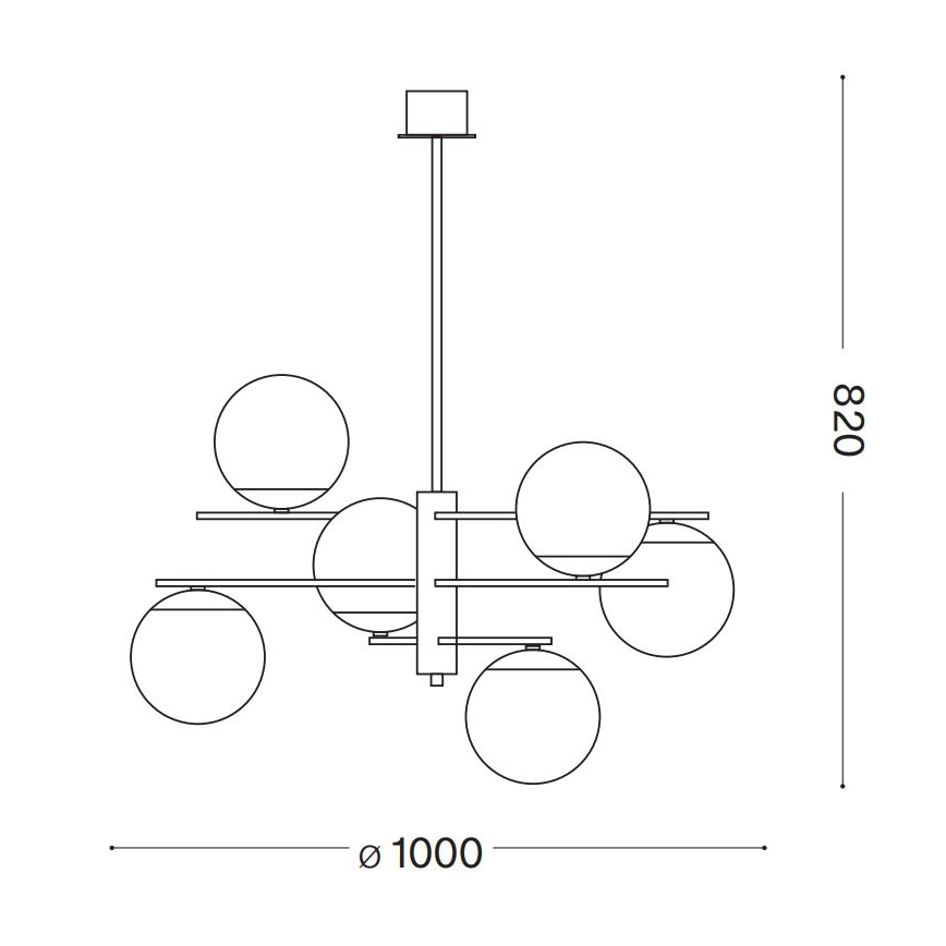 Ideal Lux - Lámpara colgante GOURMET 6xE14/28W/230V diá. 100 cm dorado