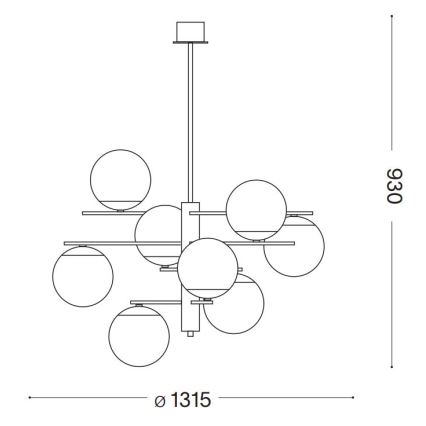 Ideal Lux - Lámpara colgante GOURMET 9xE14/28W/230V diá. 131,5 cm dorado