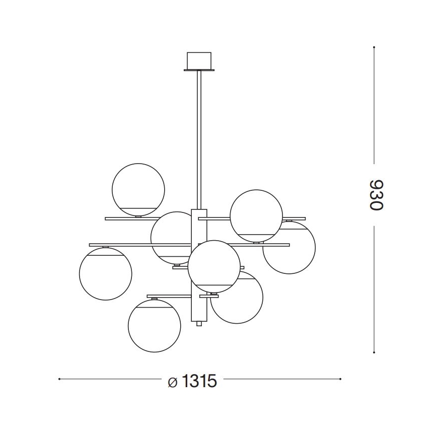 Ideal Lux - Lámpara colgante GOURMET 9xE14/28W/230V diá. 131,5 cm dorado