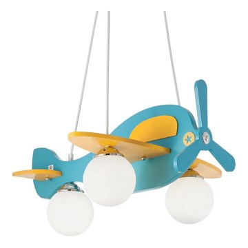 Ideal Lux - Lámpara colgante infantil AVION 3xE14/28W/230V azul