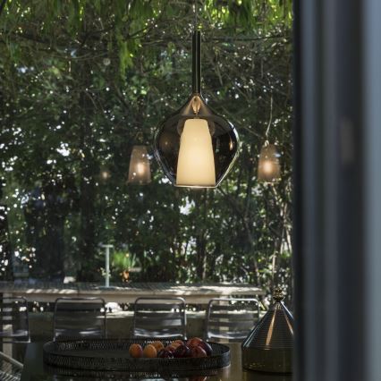 Ideal Lux - Lámpara colgante KALIQUE con cable 1xE27/42W/230V Ø 18 cm negro ahumado