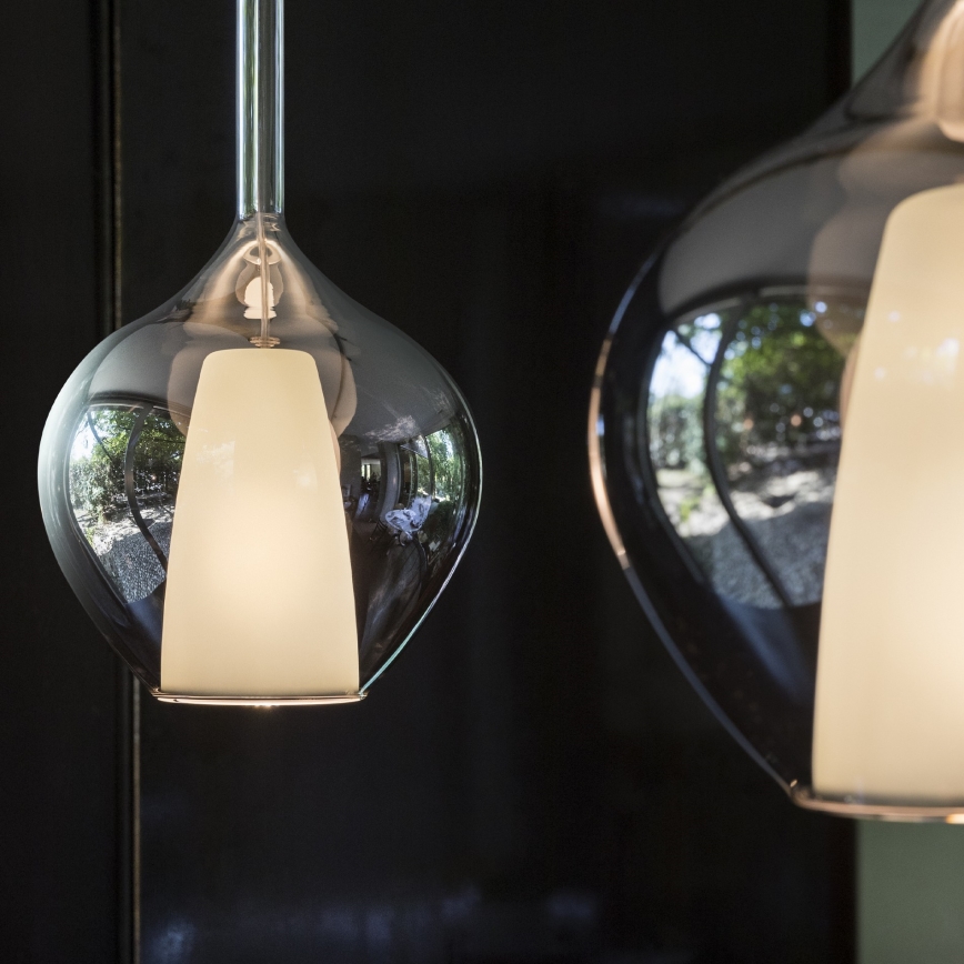 Ideal Lux - Lámpara colgante KALIQUE con cable 1xE27/42W/230V Ø 18 cm negro ahumado