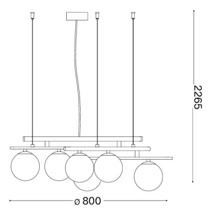 Ideal Lux - Lámpara colgante LED ATLAS con cable 6xG9/3W/230V dorada