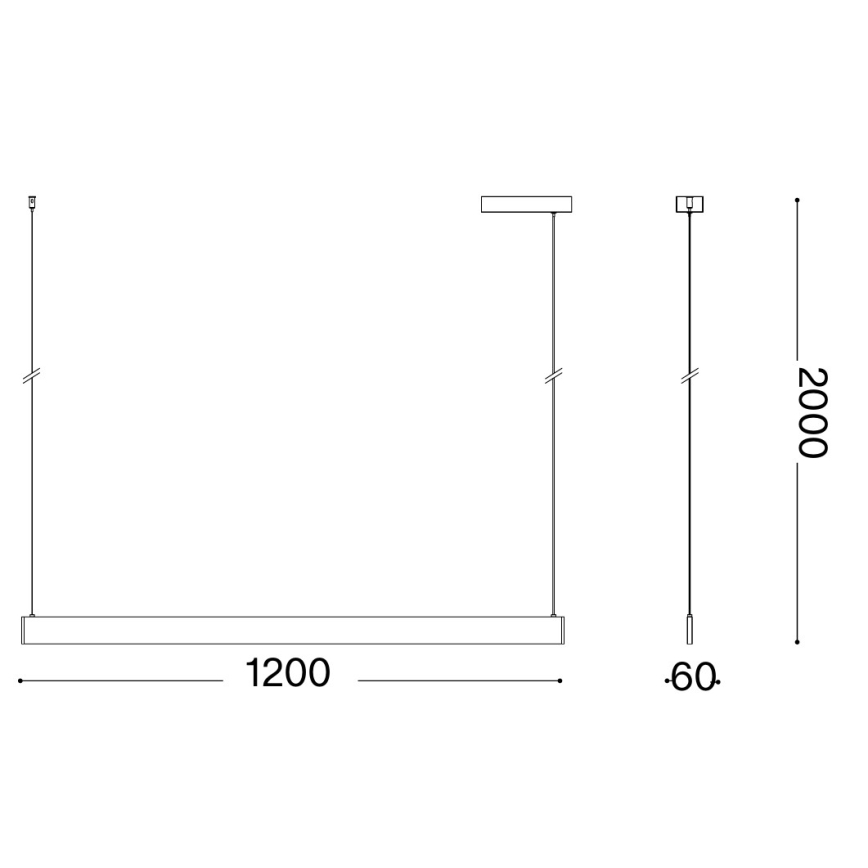 Ideal Lux - Lámpara colgante LED con cable DESK WIDE LED/36W/230V CRI 90 120 cm negra