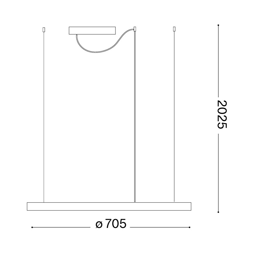 Ideal Lux - Lámpara colgante LED ORACLE SLIM, 37W, 230V, 3000K, CRI 90, Ø 70 cm, dorado