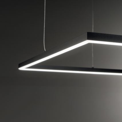 Ideal Lux - Lámpara colgante suspendida por cable LED ORACLE SLIM, 44 W, 230 V, 3000 K, CRI 90, 70×70 cm, negra