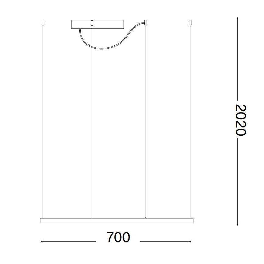 Ideal Lux - Lámpara colgante suspendida por cable LED ORACLE SLIM, 44 W, 230 V, 3000 K, CRI 90, 70×70 cm, negra