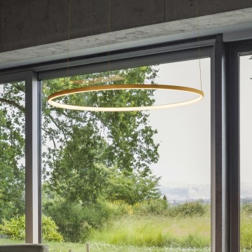 Ideal Lux - Lámpara colgante LED con cable ORACLE SLIM LED/53W/230V 3000K CRI 90 Ø 90 cm dorada