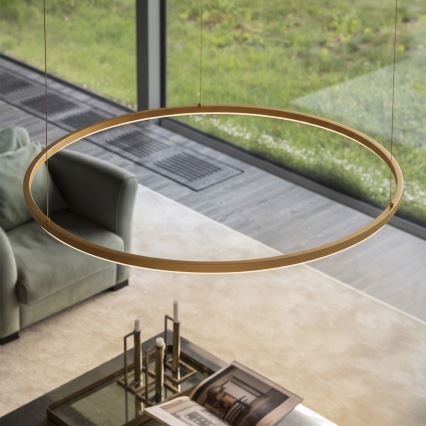 Ideal Lux - Lámpara colgante LED con cable ORACLE SLIM LED/53W/230V 3000K CRI 90 Ø 90 cm dorado