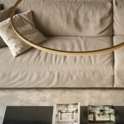 Ideal Lux - Lámpara colgante LED con cable ORACLE SLIM LED/53W/230V 4000K CRI 90 Ø 90 cm dorada