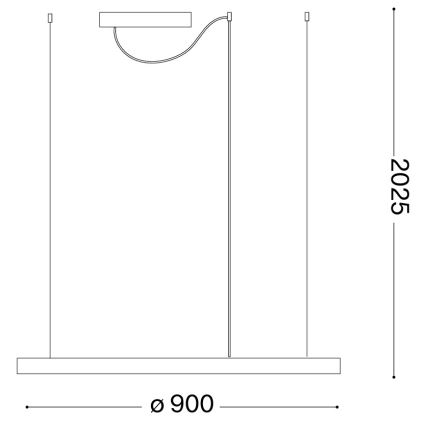 Ideal Lux - Lámpara colgante LED con cable ORACLE SLIM LED/53W/230V 4000K CRI 90 Ø 90 cm dorada