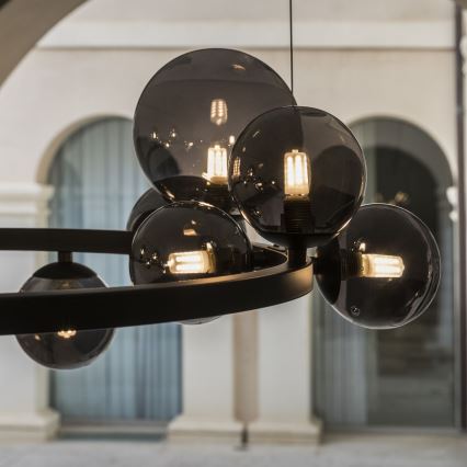 Ideal Lux - Lámpara colgante LED en cable PERLAGE 14xG9/3W/230V Ø 85 cm negro/negro ahumado