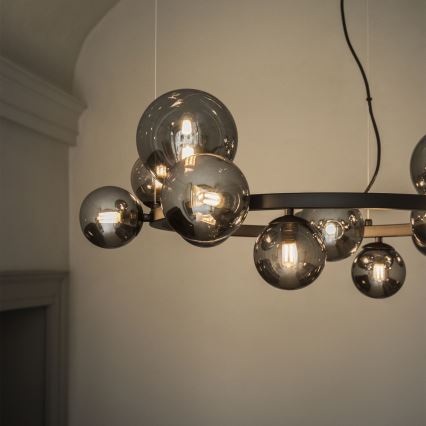 Ideal Lux - Lámpara colgante LED en cable PERLAGE 14xG9/3W/230V Ø 85 cm negro/negro ahumado