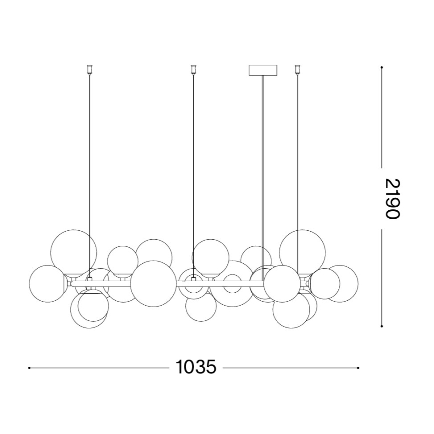 Ideal Lux - Lámpara colgante LED con cable PERLAGE 25xG9/3W/230V 110 cm negro/negro ahumado