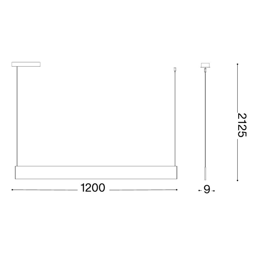 Ideal Lux - Lámpara colgante LED con cable STEEL, 24 W/230 V, 3000 K, CRI 90, 120 cm, negra
