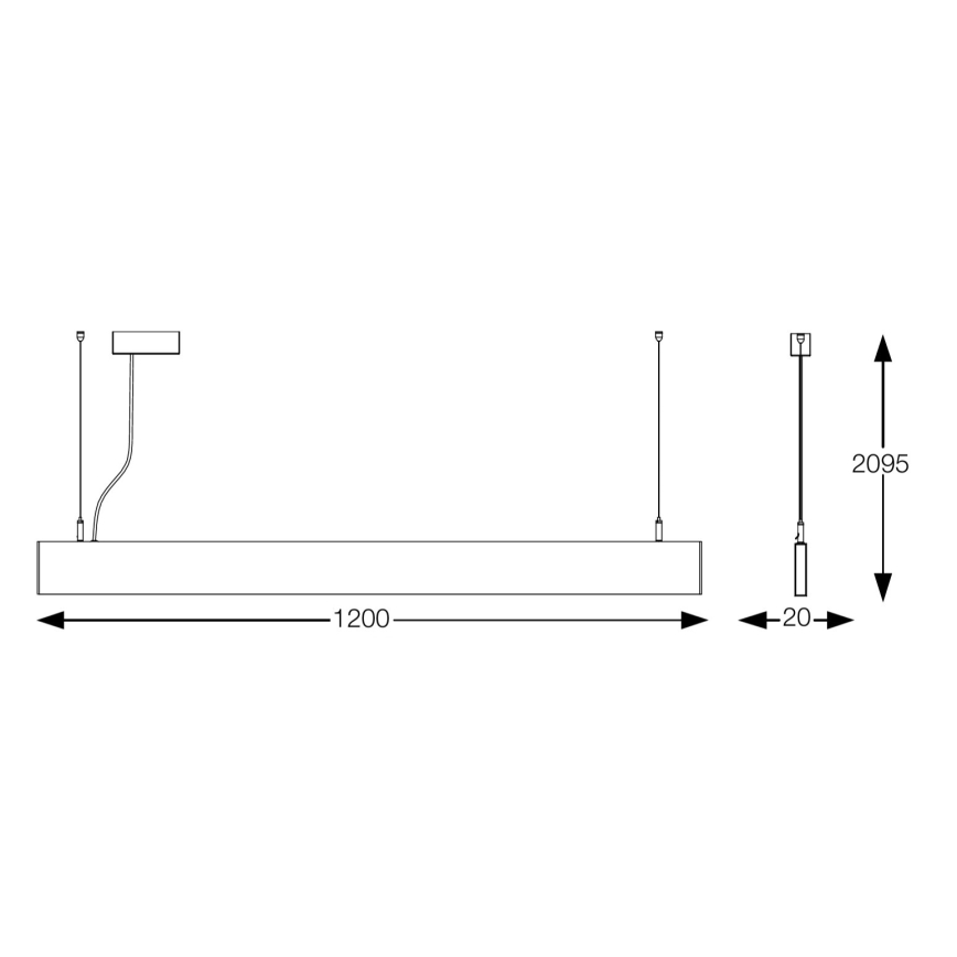 Ideal Lux - Lámpara colgante LED con cable STEEL, 29W, 230V, 3000K (CRI 90), 120 cm, negra