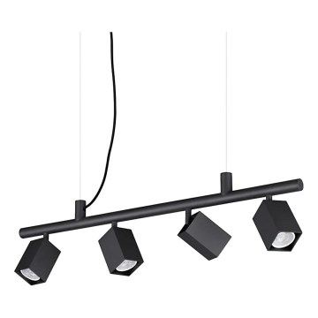 Ideal Lux - Lámpara colgante LED DYNAMITE con cable 4xGU10/7W/230V CRI 90 negra