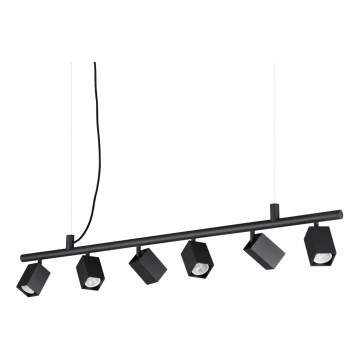 Ideal Lux - Lámpara colgante LED DYNAMITE suspendida por cable, 6x GU10 / 7W / 230V / CRI 90, negro